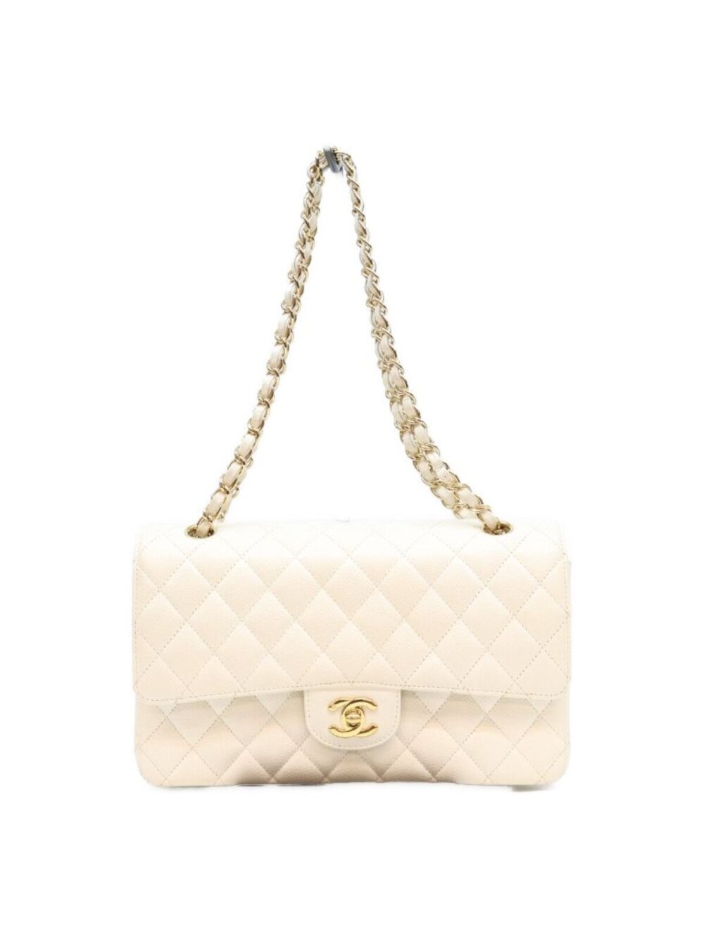 Chanel White Caviar Quilted 25 la Chic Flap Shoulder Bag